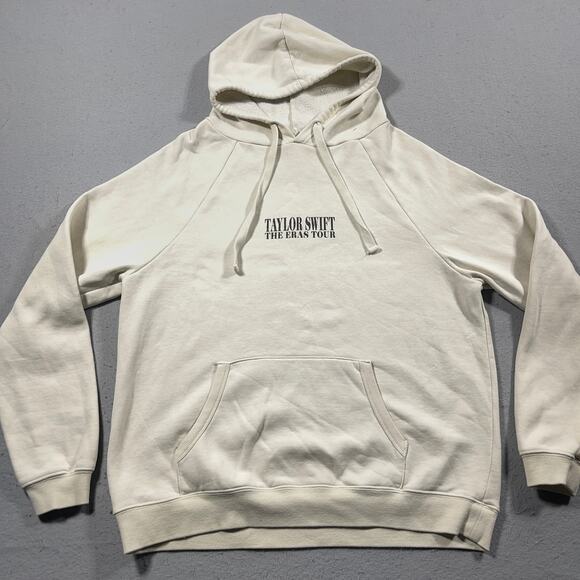 Taylor Swift The Eras Tour Hoodie Large Cream Pullover Graphic Sweatshirt - Picture 2 of 9